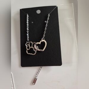 Silvertone Paw and Heart  Bracelet